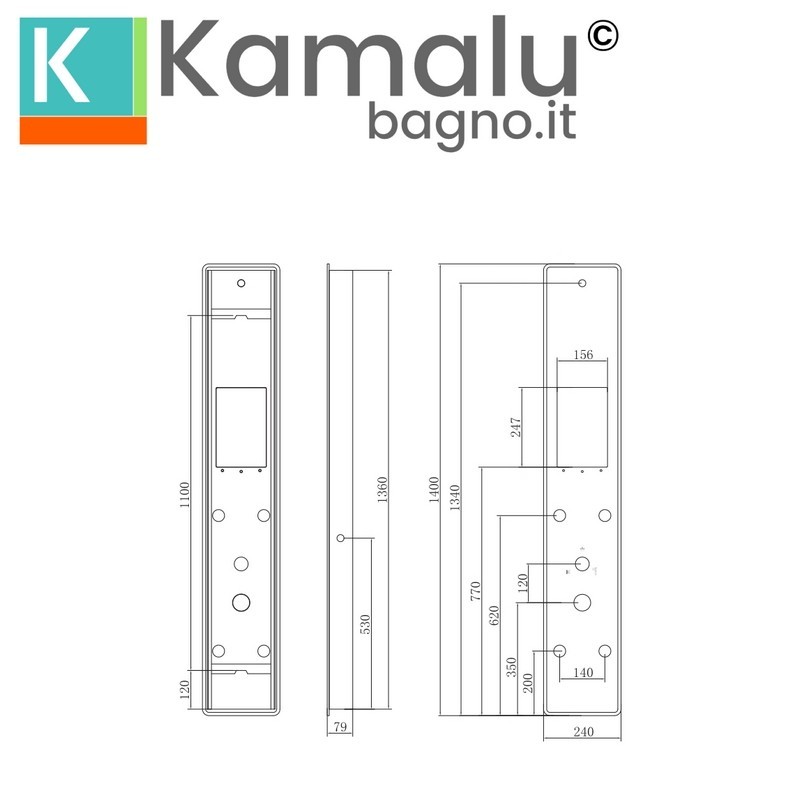 Colonna idromassaggio in PVC e vetro temperato con mensola integrata | Kaman-8800 kamalu - 8