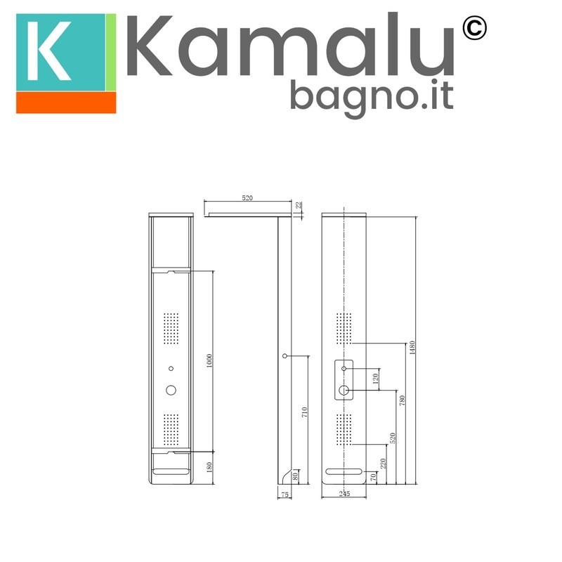 Pannello doccia idromassaggio colore bianco e nero| Kaman-BN9700 kamalu - 6