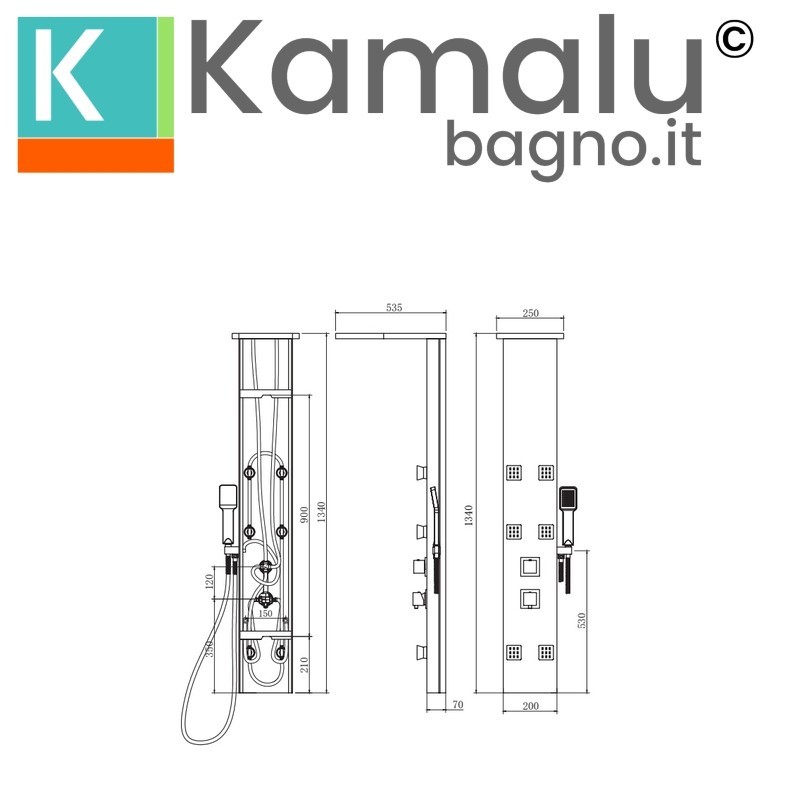 Colonna doccia effetto cascata in Abs finitura cromata | Kaman-5050 kamalu - 7
