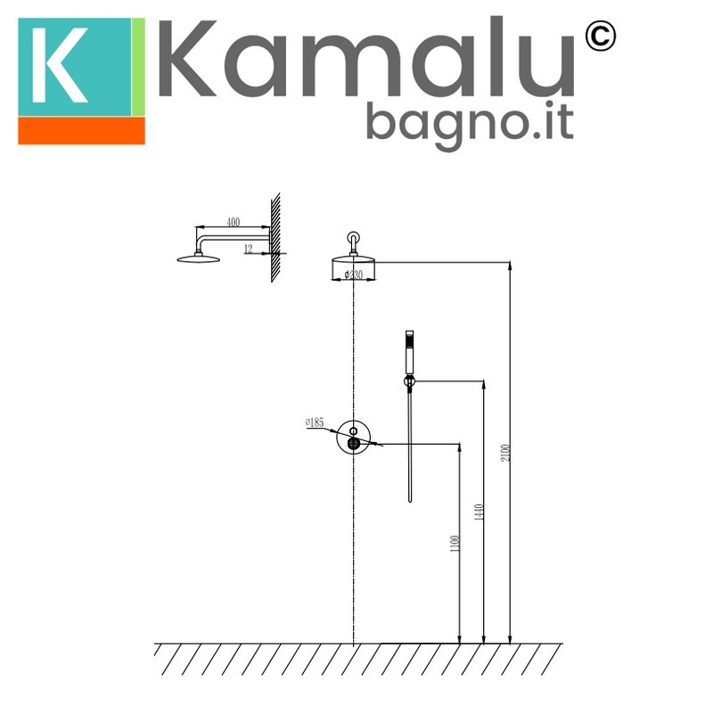 Set doccia con miscelatore monocomando rotella | INNER-CROMO kamalu - 6