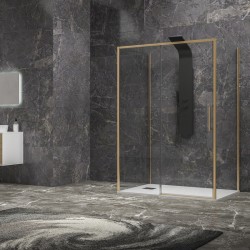 Cabina doccia 3 lati 80x100x80 oro satinato anta scorrevole  | KLA-4000G kamalu - 1