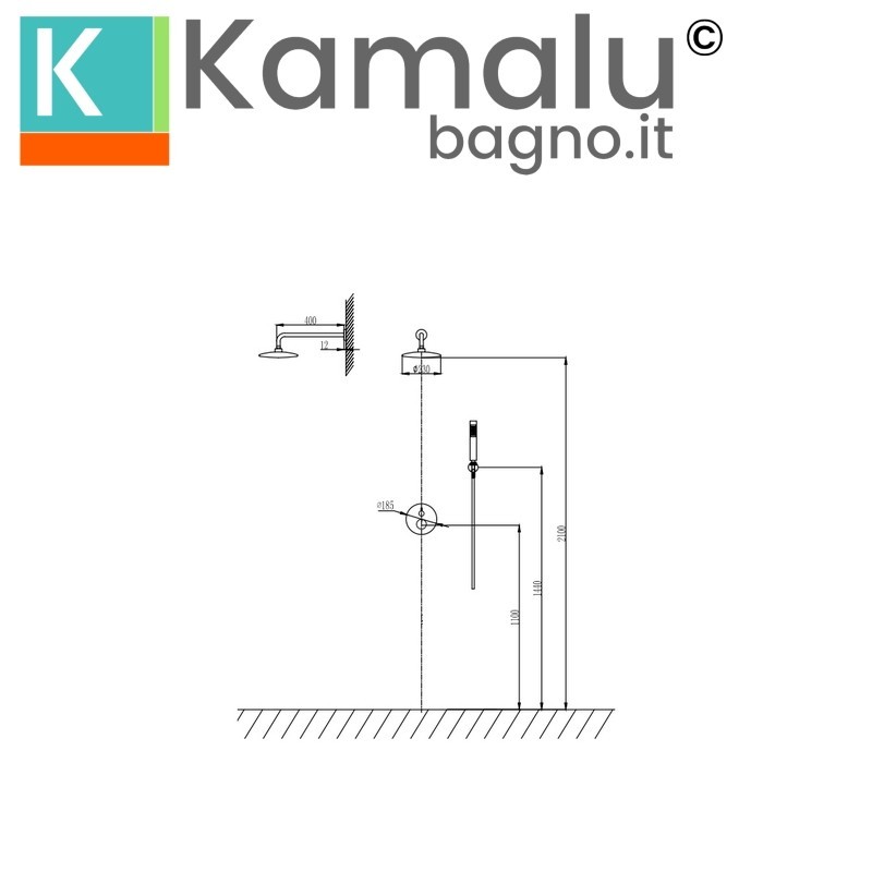 Set doccia a incasso finitura cromata con dettagli in marmo nero | MARMO-NERO kamalu - 6