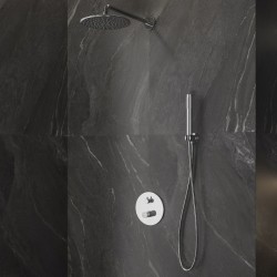 Set doccia a incasso finitura cromata con dettagli in marmo bianco | MARMO-BIANCO kamalu - 1