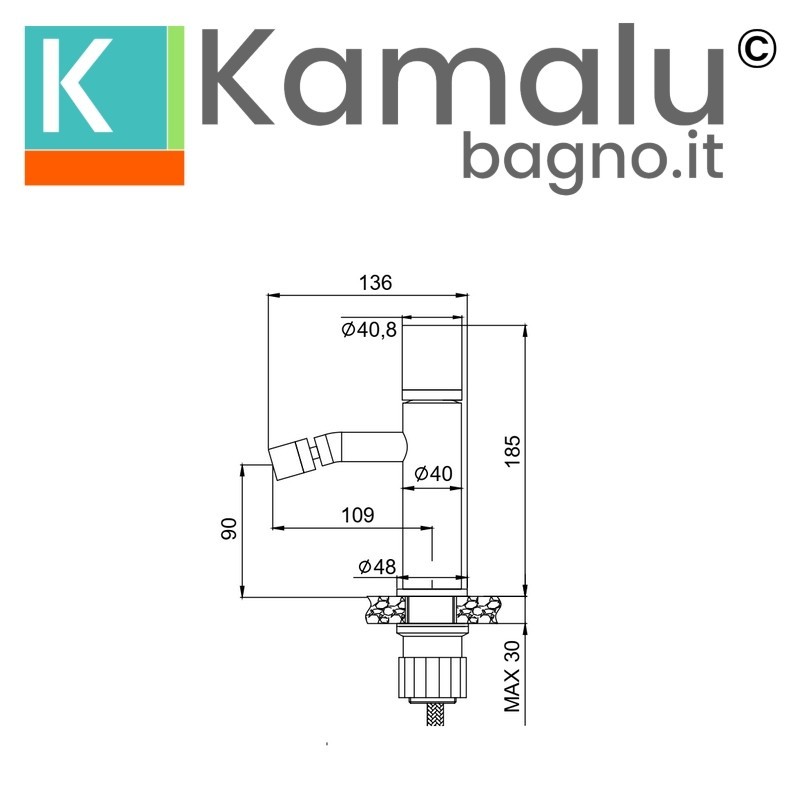 Miscelatore bidet finitura cromo con dettaglio in marmo bianco | MARMO-BIANCO kamalu - 2