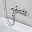 Miscelatore vasca finitura cromo con dettaglio in marmo bianco| MARMO-BIANCO kamalu - 1
