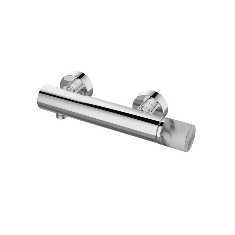 Miscelatore doccia finitura cromo con dettaglio in marmo bianco | MARMO-BIANCO kamalu - 1