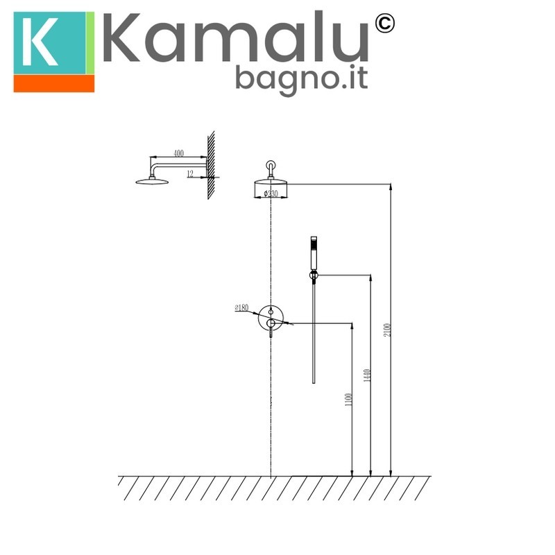 Set doccia a incasso in ottone con finitura cromata  | KAM-J CROMO kamalu - 4