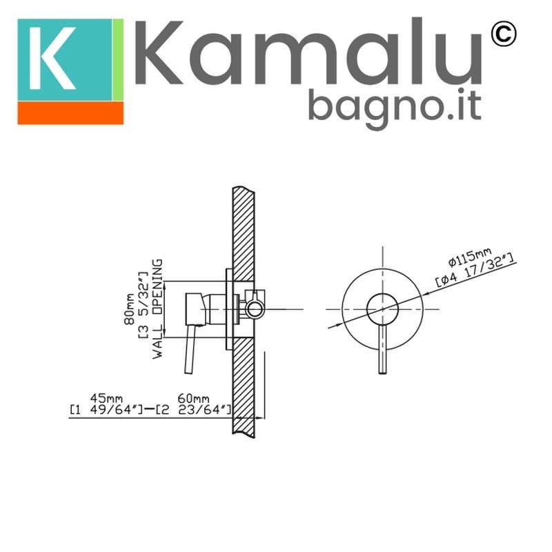 Miscelatore doccia da incasso in acciaio inox finitura cromo| KAM-ARTE CROMO kamalu - 2