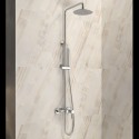 Colonna doccia fissa in acciaio inox con soffione, doccetta con flessibile e getto vasca finitura cromo| KAM-ARTE CROMO kamalu -