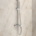 Colonna doccia fissa in acciaio inox con soffione, doccetta con flessibile e getto vasca finitura cromo| KAM-ARTE CROMO kamalu -