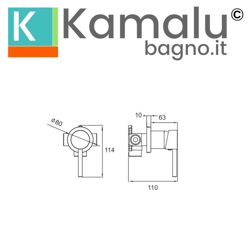 Miscelatore doccia da incasso in acciaio inox finitura nera| KAM-ARTE NERO kamalu - 2
