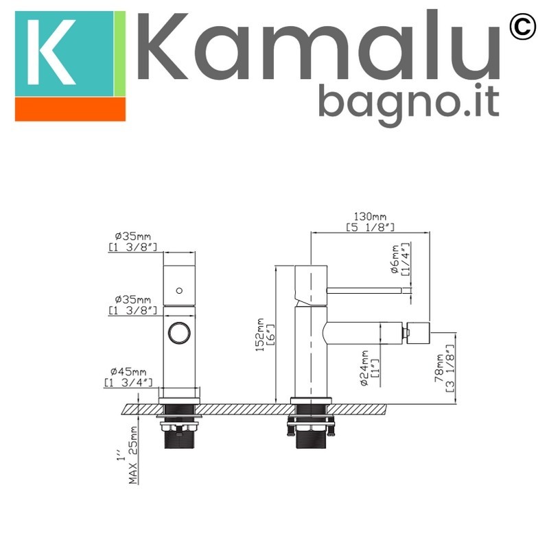 Miscelatore bidet in acciaio inox finitura nero opaca | KAM-ARTE NERO kamalu - 2