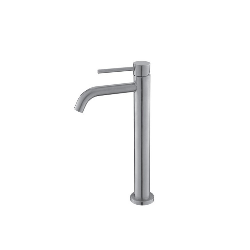Miscelatore lavabo alto linea curva in acciaio inox satinato| KAM-ARTE SATINATO kamalu - 1