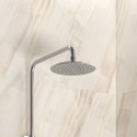 Colonna doccia fissa in acciaio inox con soffione, doccetta con flessibile e getto vasca finitura satinato | KAM-ARTE SATINATO k