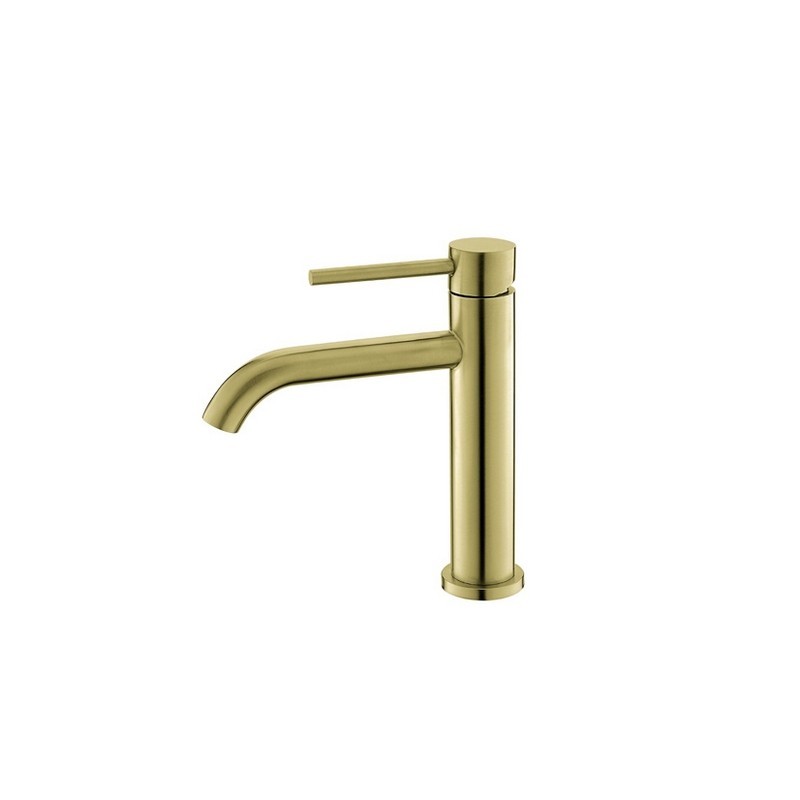Miscelatore lavabo linea curva in acciaio inox finitura oro | KAM-ARTE ORO kamalu - 1