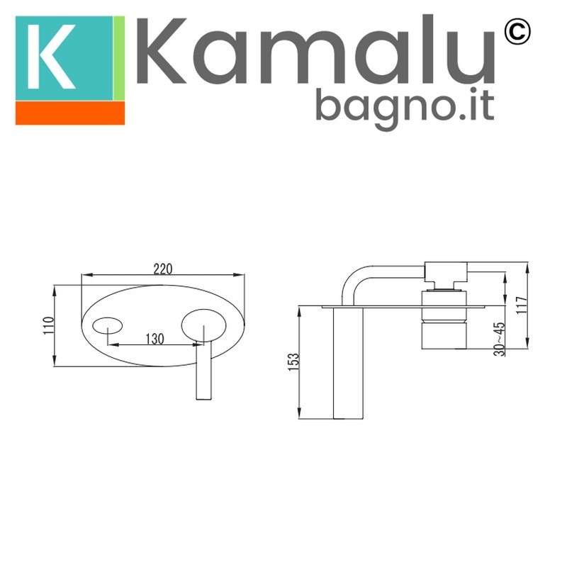 Miscelatore lavabo da incasso in ottone finitura cromata | Orian-IL kamalu - 3