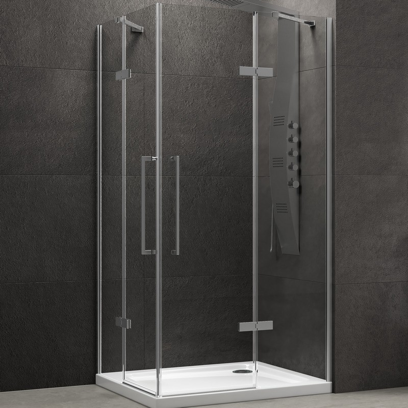 Box doccia 80x80 in acciaio spazzolato apertura doppio battente | KT1000AS kamalu - 7