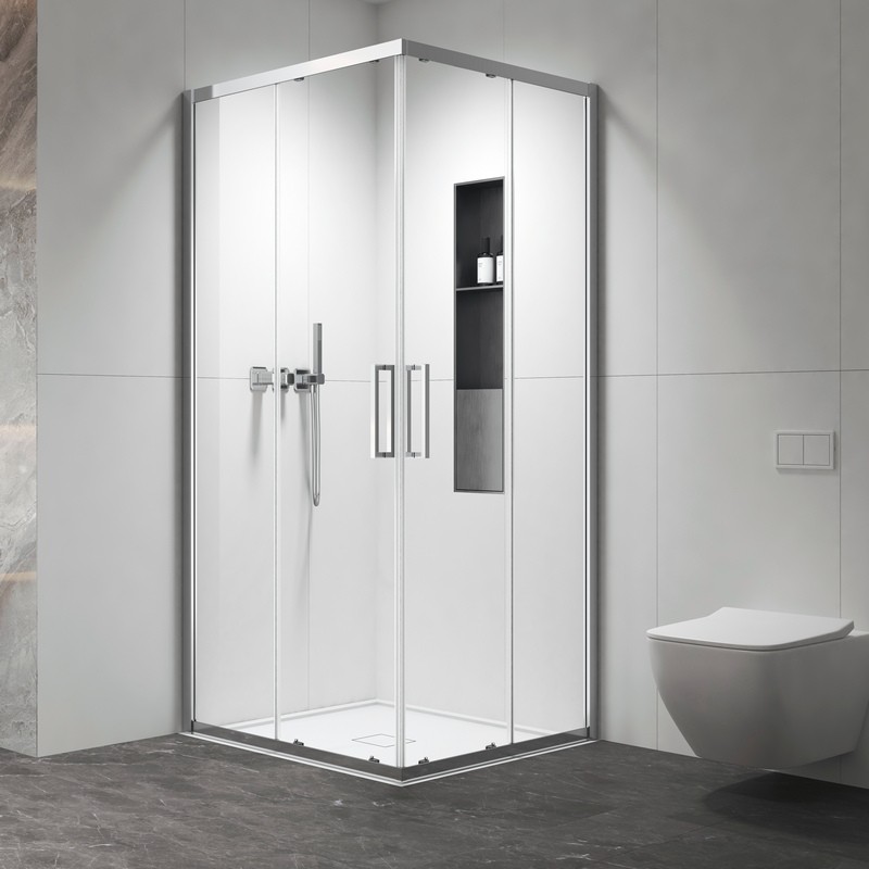 Box doccia 80x80 apertura doppio scorrevole finitura cromo | KZ-1000 kamalu - 3