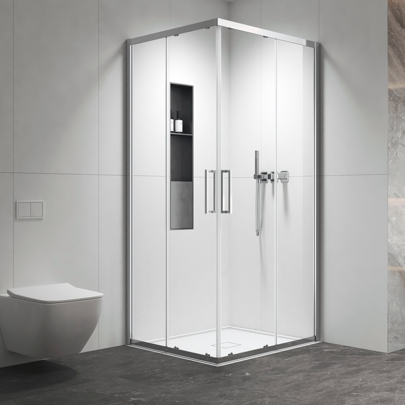 Box doccia 80x80 apertura doppio scorrevole finitura cromo | KZ-1000 kamalu - 1