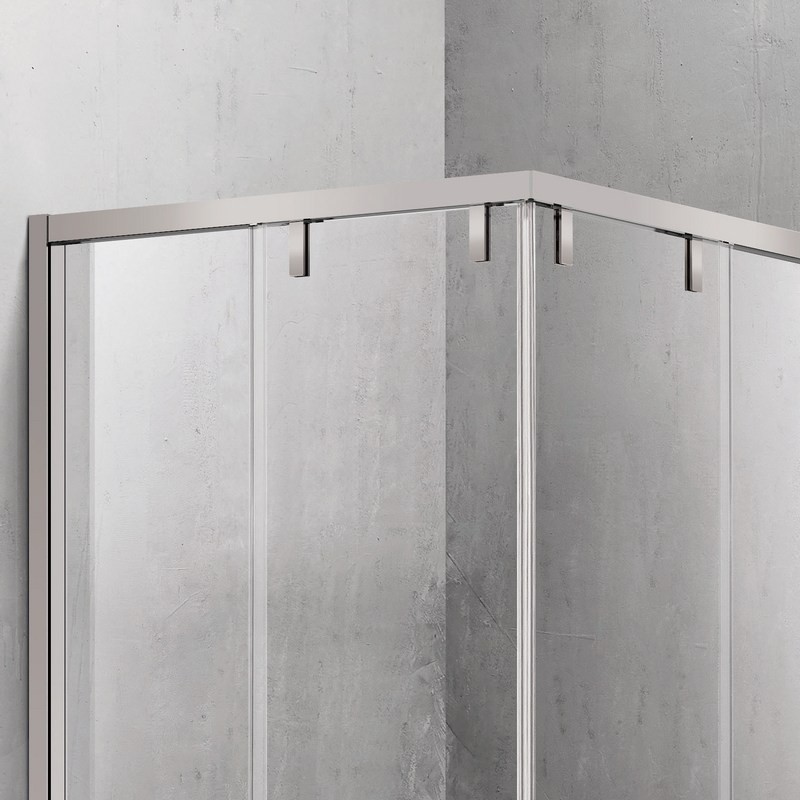 Box doccia 80x80 finitura acciaio spazzolato apertura doppio scorrevole vetro 8mm | KSA1000AS kamalu - 5