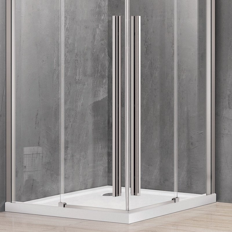 Box doccia 80x80 finitura acciaio spazzolato apertura doppio scorrevole vetro 8mm | KSA1000AS kamalu - 4
