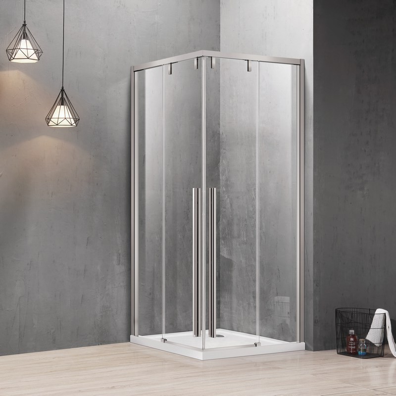 Box doccia 80x80 finitura acciaio spazzolato apertura doppio scorrevole vetro 8mm | KSA1000AS kamalu - 2