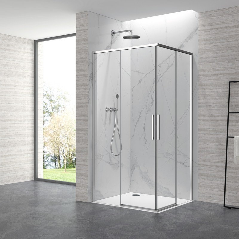 Box doccia 80x80cm angolare porte scorrevoli finitura cromo | KLA1000C kamalu - 1