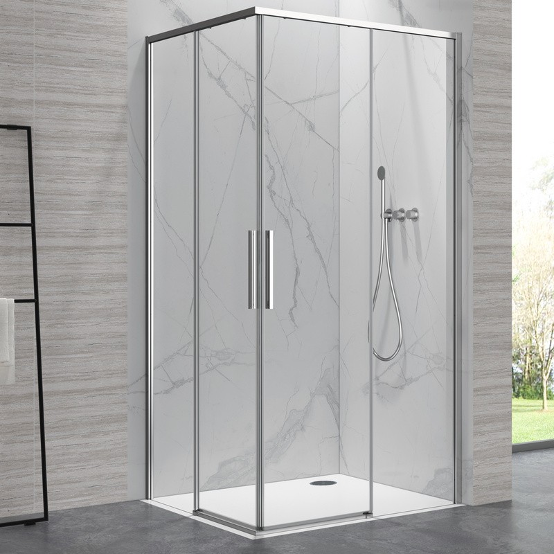 Box doccia 80x80cm angolare porte scorrevoli finitura cromo | KLA1000C kamalu - 2