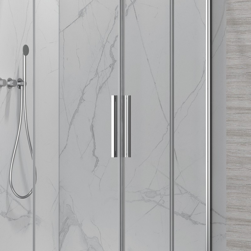 Box doccia 80x80cm angolare porte scorrevoli finitura cromo | KLA1000C kamalu - 4