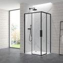 Cabina doccia 80x80cm angolare porte scorrevoli finitura nera | KLA1000N kamalu - 1