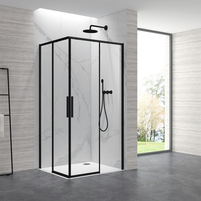 Cabina doccia 80x80cm angolare porte scorrevoli finitura nera | KLA1000N kamalu - 2