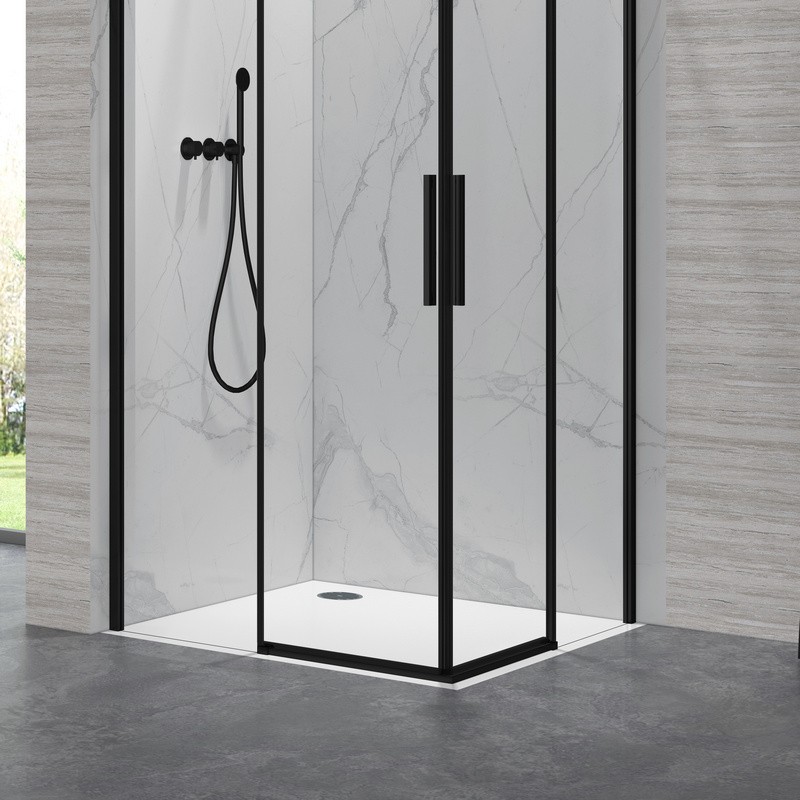 Cabina doccia 80x80cm angolare porte scorrevoli finitura nera | KLA1000N kamalu - 4