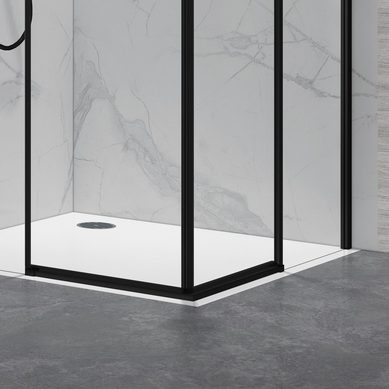 Cabina doccia 80x80cm angolare porte scorrevoli finitura nera | KLA1000N kamalu - 5