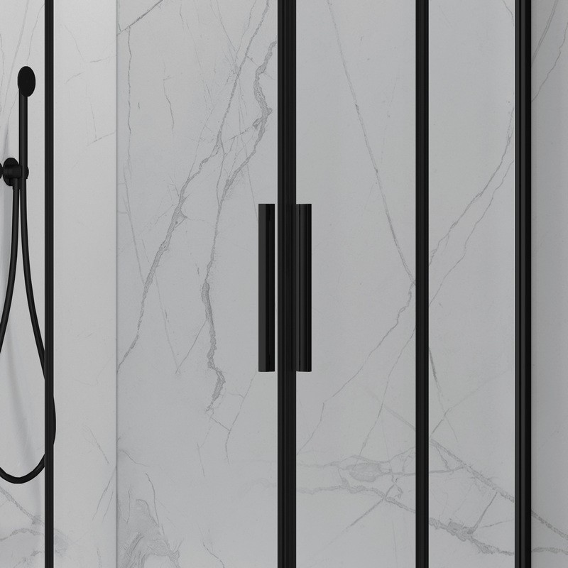 Cabina doccia 80x80cm angolare porte scorrevoli finitura nera | KLA1000N kamalu - 6