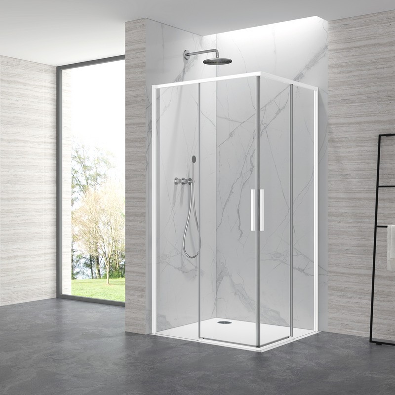 Box doccia 80x80cm angolare porte scorrevoli finitura bianca| KLA1000W kamalu - 1