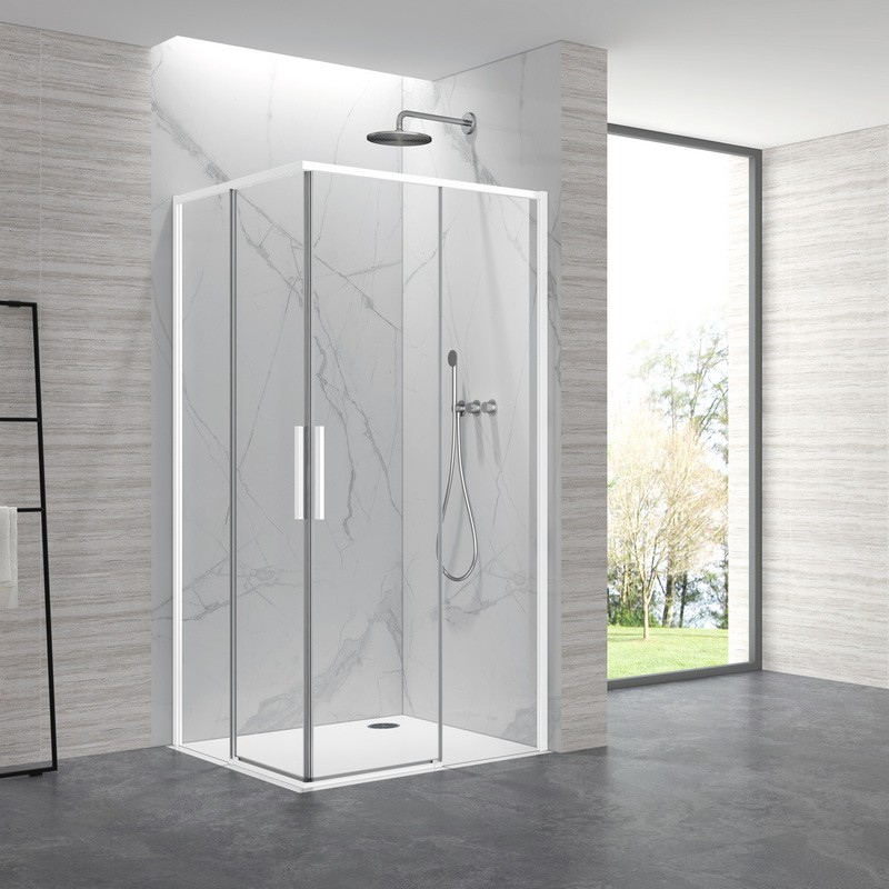 Box doccia 80x80cm angolare porte scorrevoli finitura bianca| KLA1000W kamalu - 2