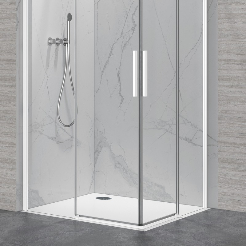 Box doccia 80x80cm angolare porte scorrevoli finitura bianca| KLA1000W kamalu - 4