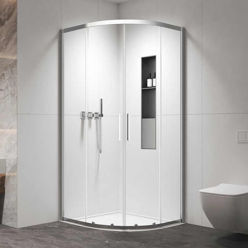 Box doccia 80x80 semicircolare altezza 200h finitura cromo | KZ2000 kamalu - 9