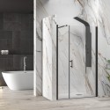 Porta doccia battente 90 cm e anta fissa con finitura nera | KS5000N kamalu - 2