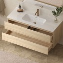 Mobile bagno 120 cm due cassetti lavabo integrato legno chiaro | KAM-HR120 kamalu - 2