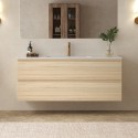 Mobile bagno 120 cm due cassetti lavabo integrato legno chiaro | KAM-HR120 kamalu - 1
