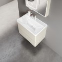 Mobile bagno 60 cm colore bianco crema e lavabo integrato | KAM-SM60 Kamalu - 2