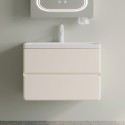 Mobile bagno 60 cm colore bianco crema e lavabo integrato | KAM-SM60 Kamalu - 1