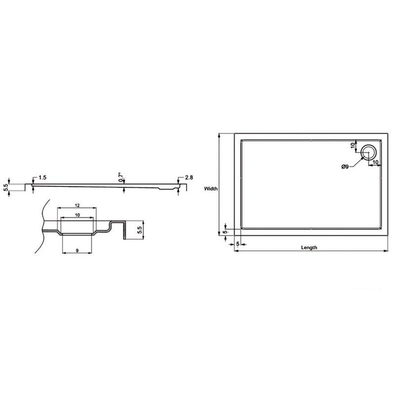 Piatto doccia 75x90 acrilico Kamalu