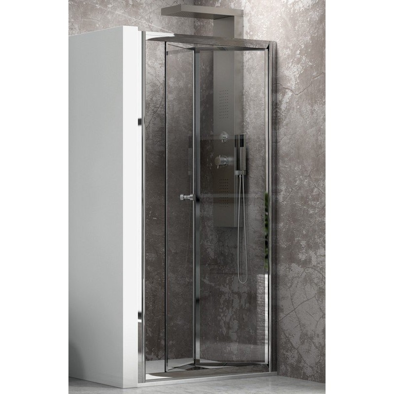 Porta doccia nicchia 85cm apertura a libro vetro trasparente K045 kamalu - 1