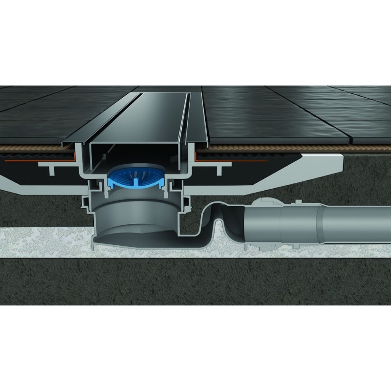 Canaletta di scarico doccia 55 cm in acciaio inox con sifone C-550 kamalu - 6