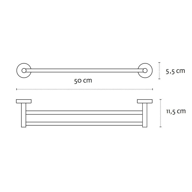 Portasalviette doppia barra 50cm in acciaio inox lucido | MIRA-C kamalu - 2