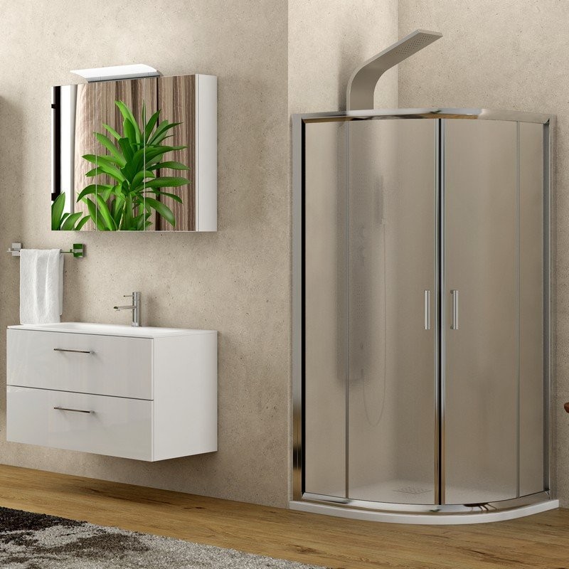 Box doccia 80x80 semicircolare vetro opaco altezza 180cm K400 kamalu - 1