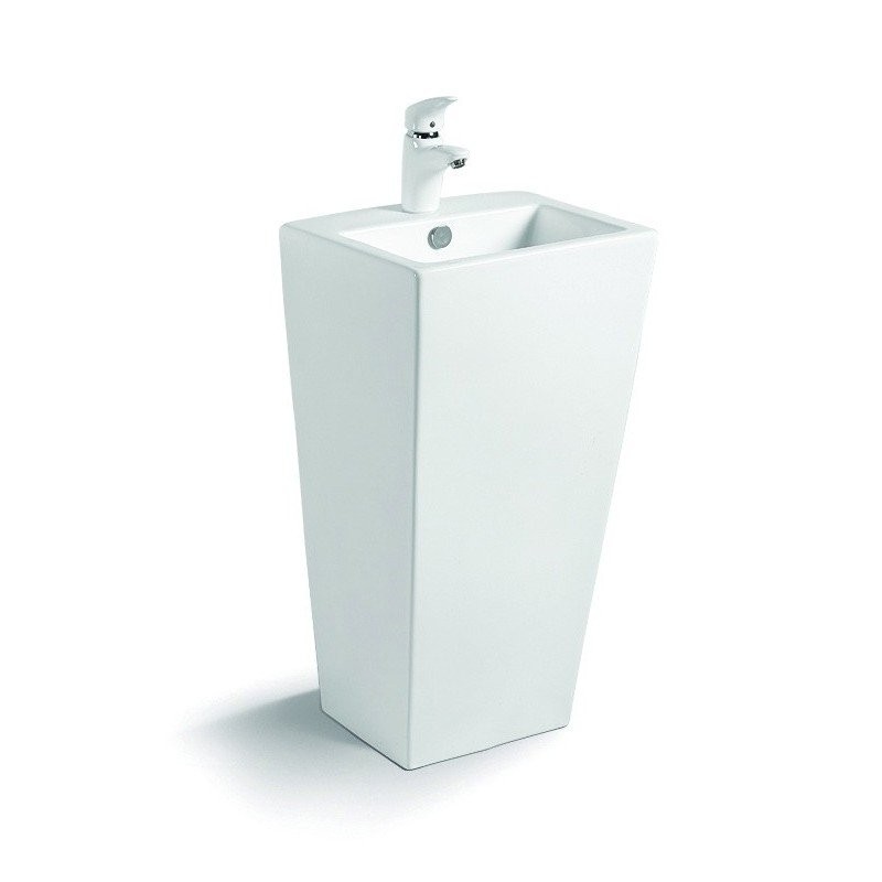 Lavabo monoblocco a terra rettangolare bianco 83.5cm |Litos-75B kamalu - 1