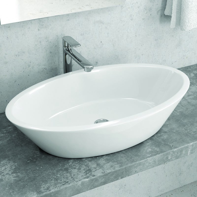 Lavabo da appoggio moderno ovale 69cm Litos-369 kamalubagno kamalubagno